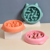 Pet Anti Choking Gulping Slow Feeder Dish Bowl Eating Plate