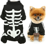 Halloween Glow In The Dark Skeleton Jumpsuit Puppy Pajamas Breathable Stretchy Cosplay Party Apparel