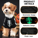 Halloween Glow In The Dark Skeleton Jumpsuit Puppy Pajamas Breathable Stretchy Cosplay Party Apparel